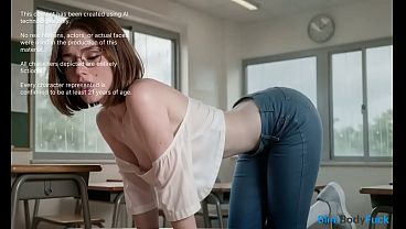 Bratty brunette college slut gets bent over and ruthlessly fucked in empty classroom [AI]